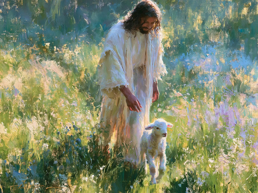 Jesus and the Lamb - Impressionist · Landscape n° 3