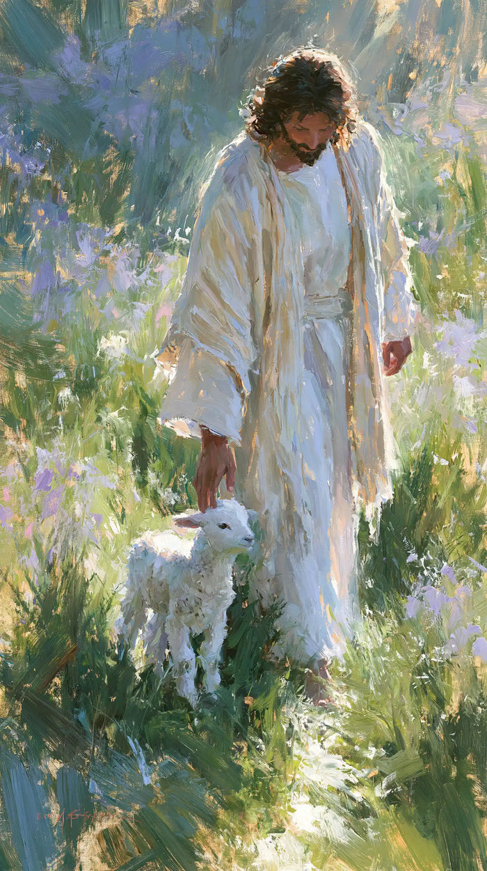 Jesus and the Lamb - Impressionist · Portrait n° 4