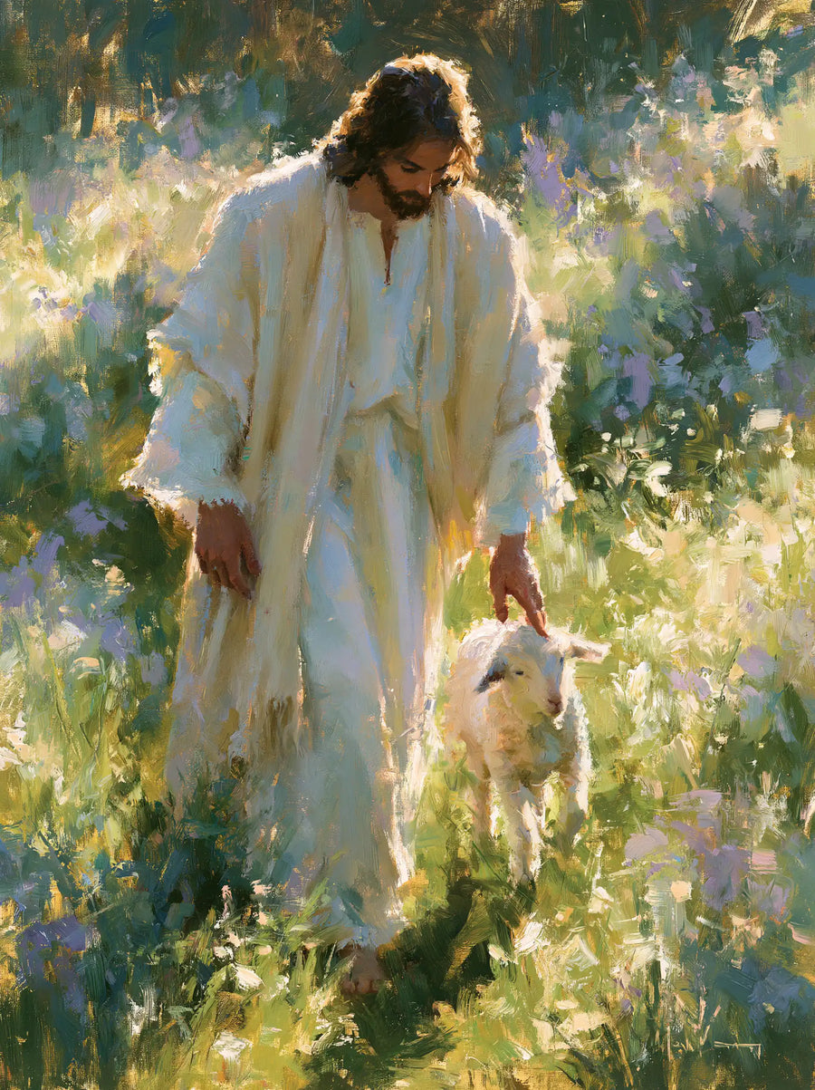 Jesus and the Lamb - Impressionist · Portrait n° 10