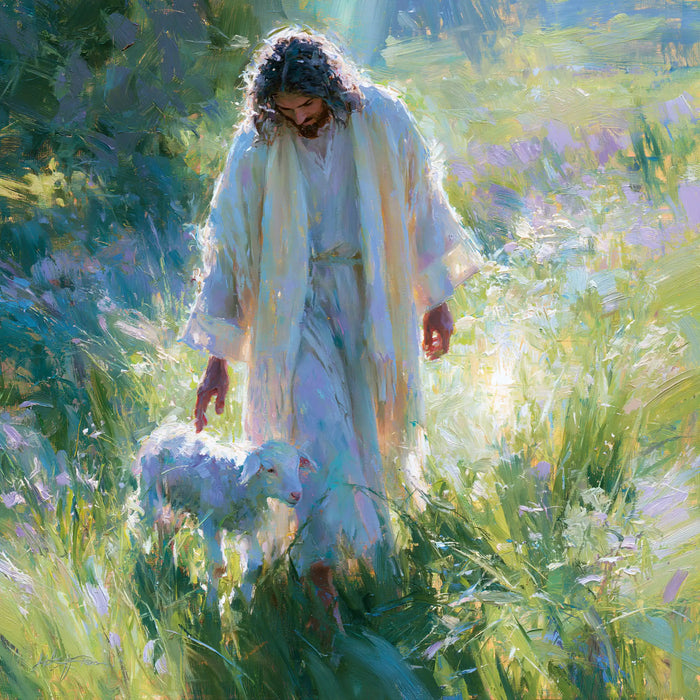 Jesus and the Lamb - Impressionist · Square n° 6