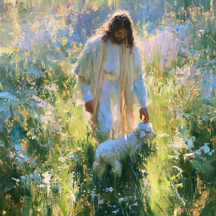 Jesus and the Lamb - Impressionist · Square n° 7