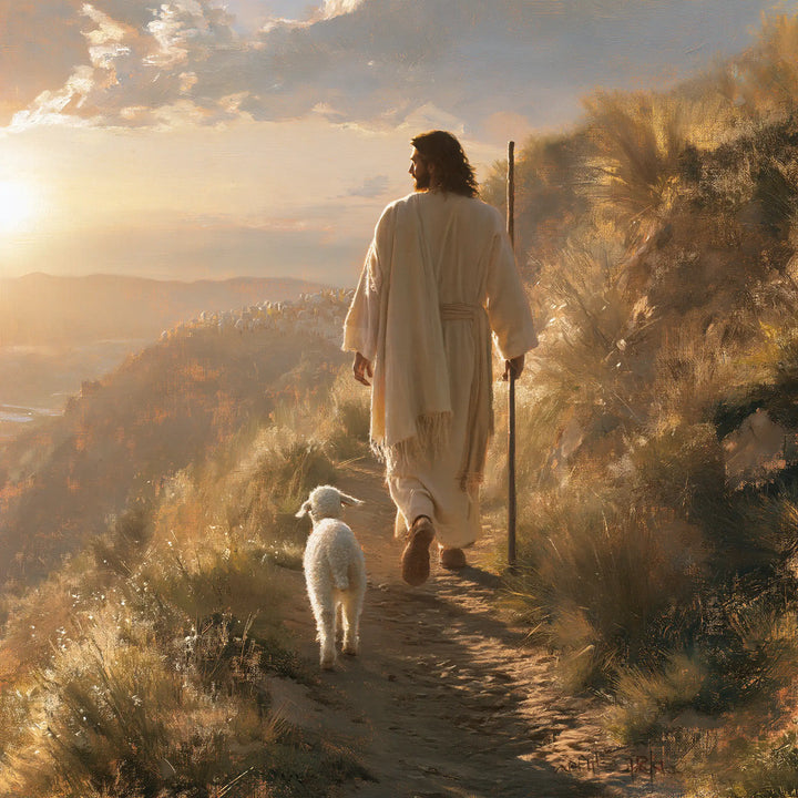 Jesus and the Lamb - Jesus Guiding the Lamb · Square n° 3