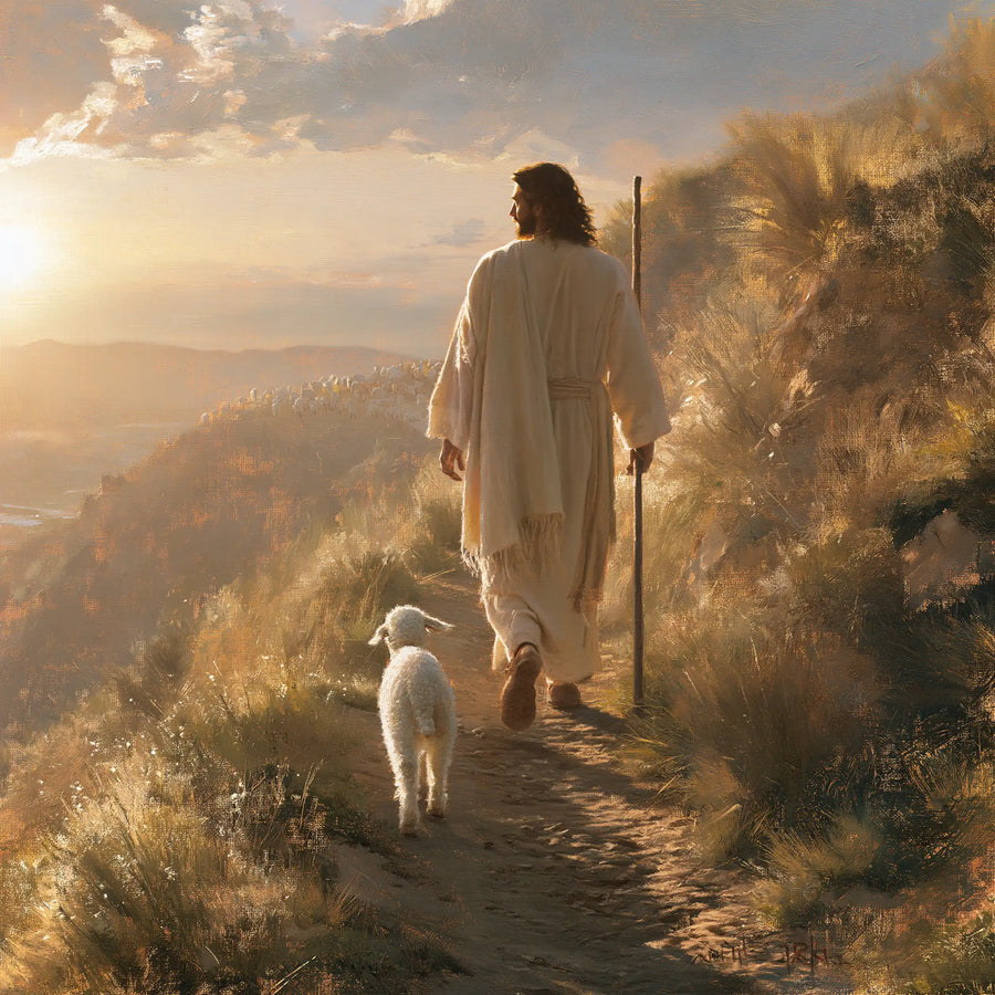 Jesus and the Lamb - Jesus Guiding the Lamb · Square n° 3