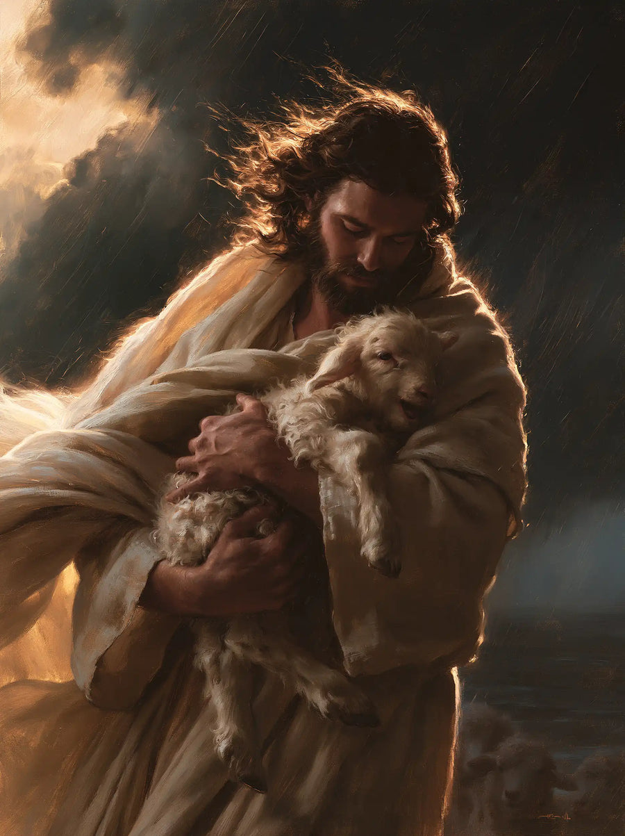 Jesus and the Lamb - Jesus Protecting the Lamb · Portrait n° 14