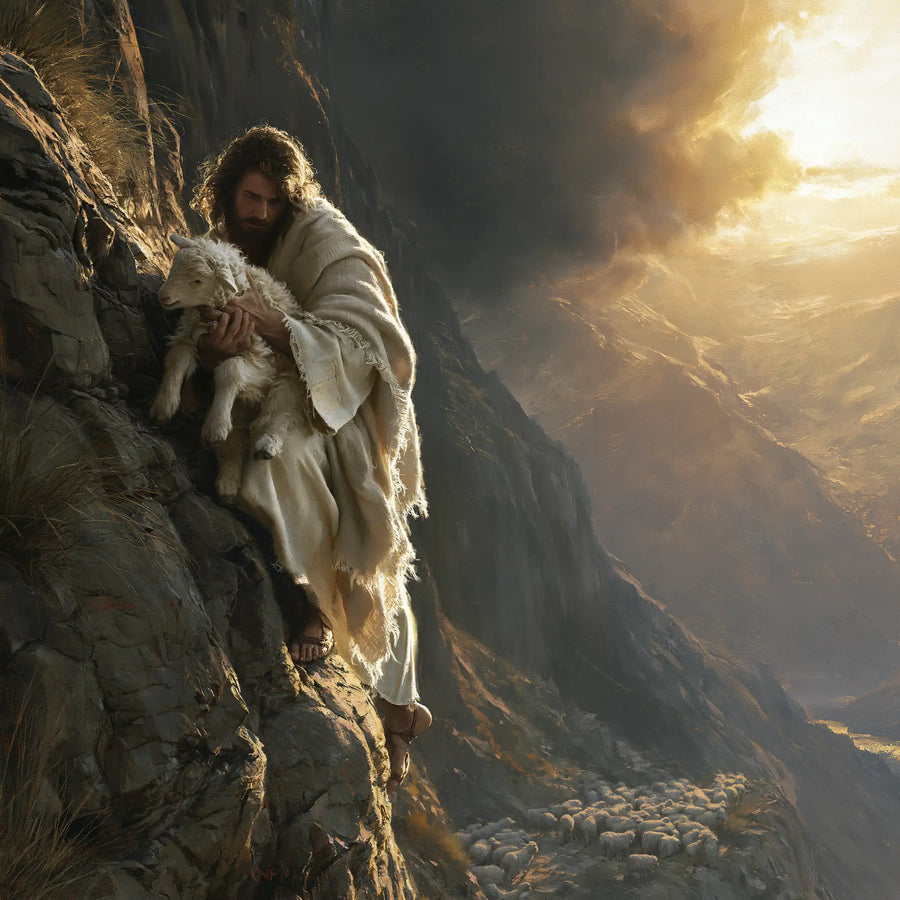 Jesus and the Lamb - Jesus Saving the Lamb · Square n° 1