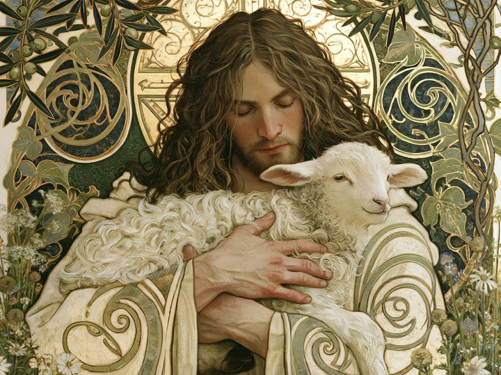 Jesus and the Lamb - Sacred Art Nouveau · Landscape n° 4