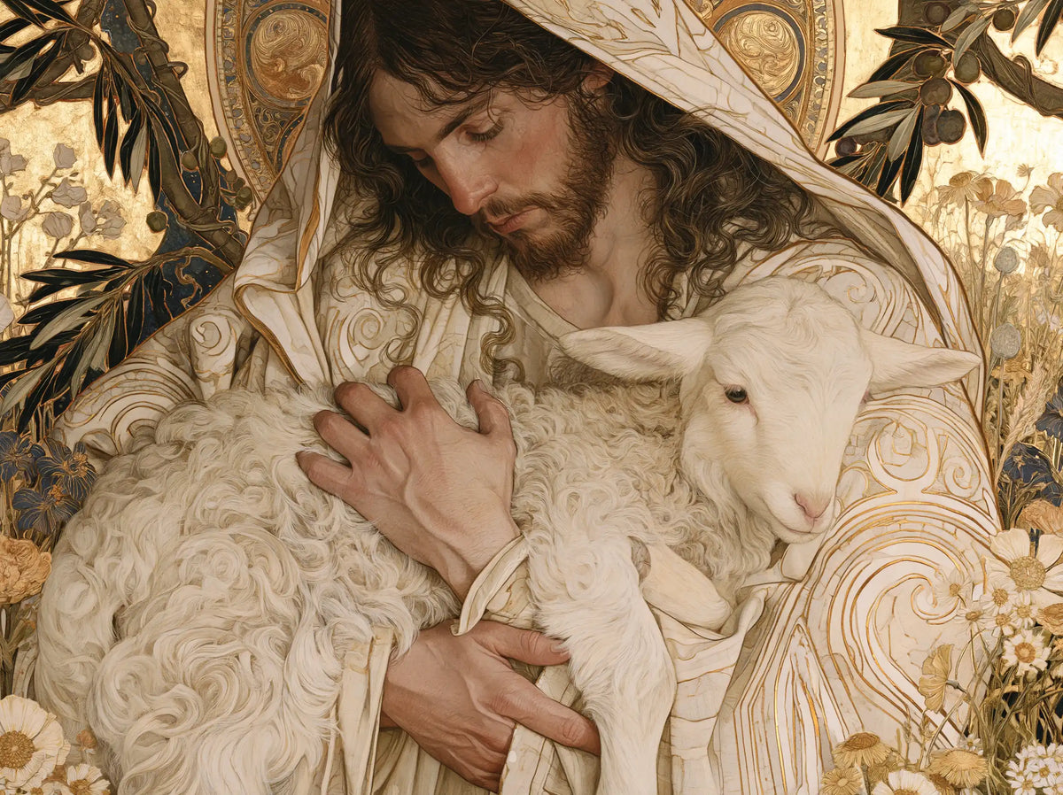 Jesus and the Lamb - Sacred Art Nouveau · Landscape n° 6