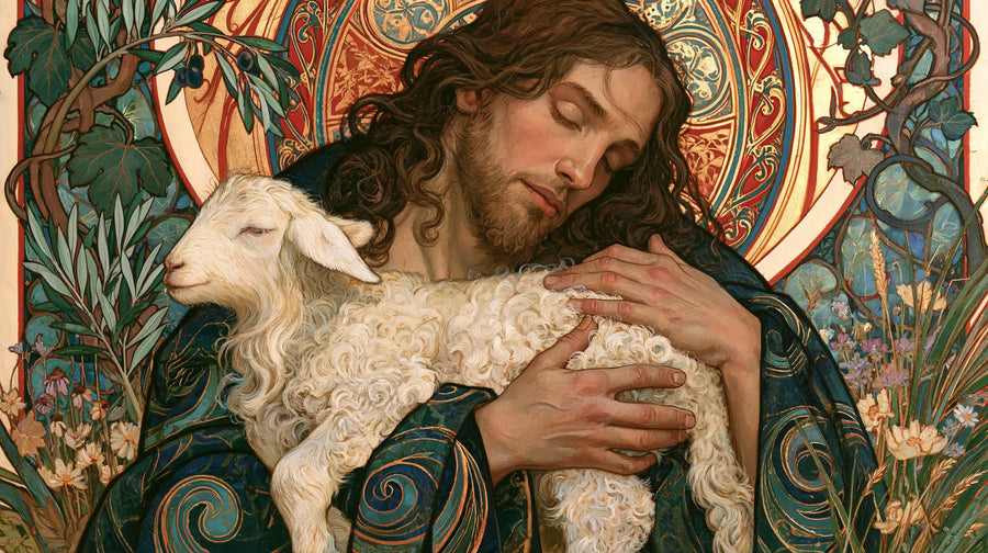 Jesus and the Lamb - Sacred Art Nouveau · Landscape n° 13