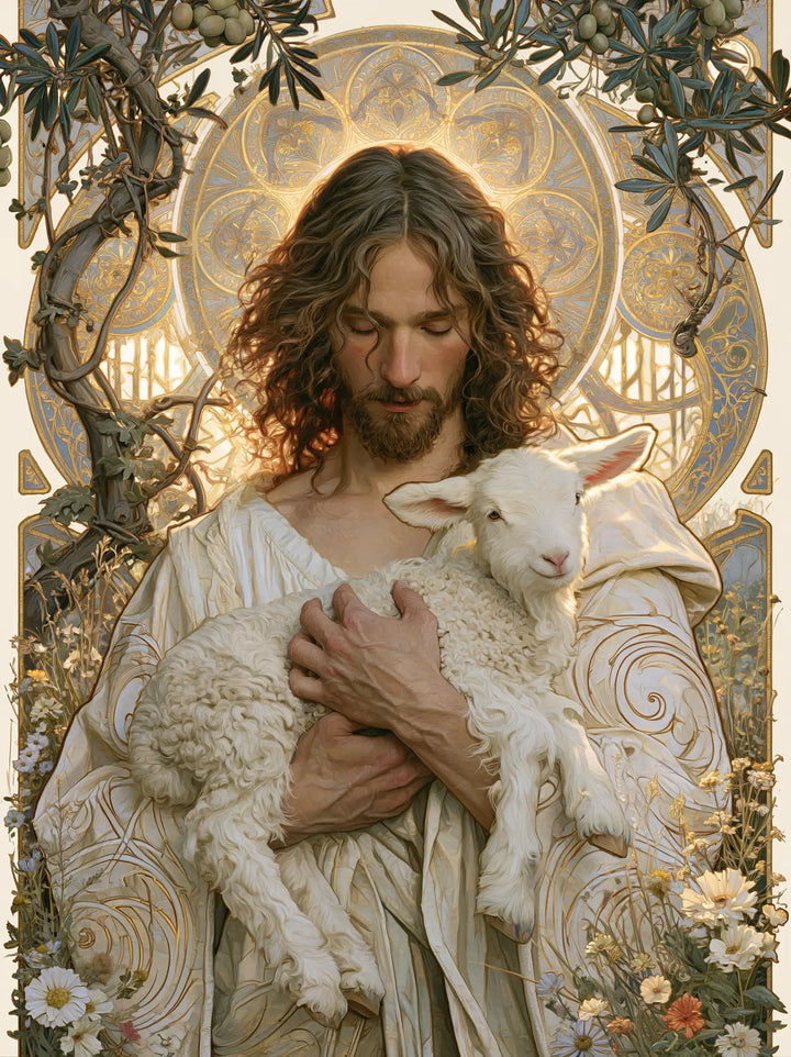 Jesus and the Lamb — Repose Within the Rosette of Light