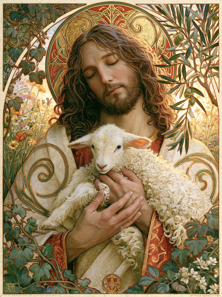 Jesus and the Lamb — Grace with Vermilion Accents