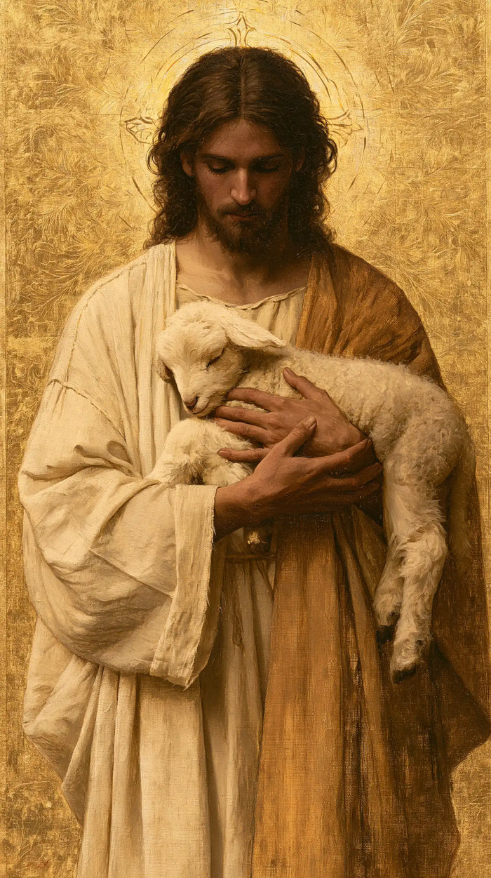 Jesus and the Lamb - Sacred Gold · Portrait n° 5