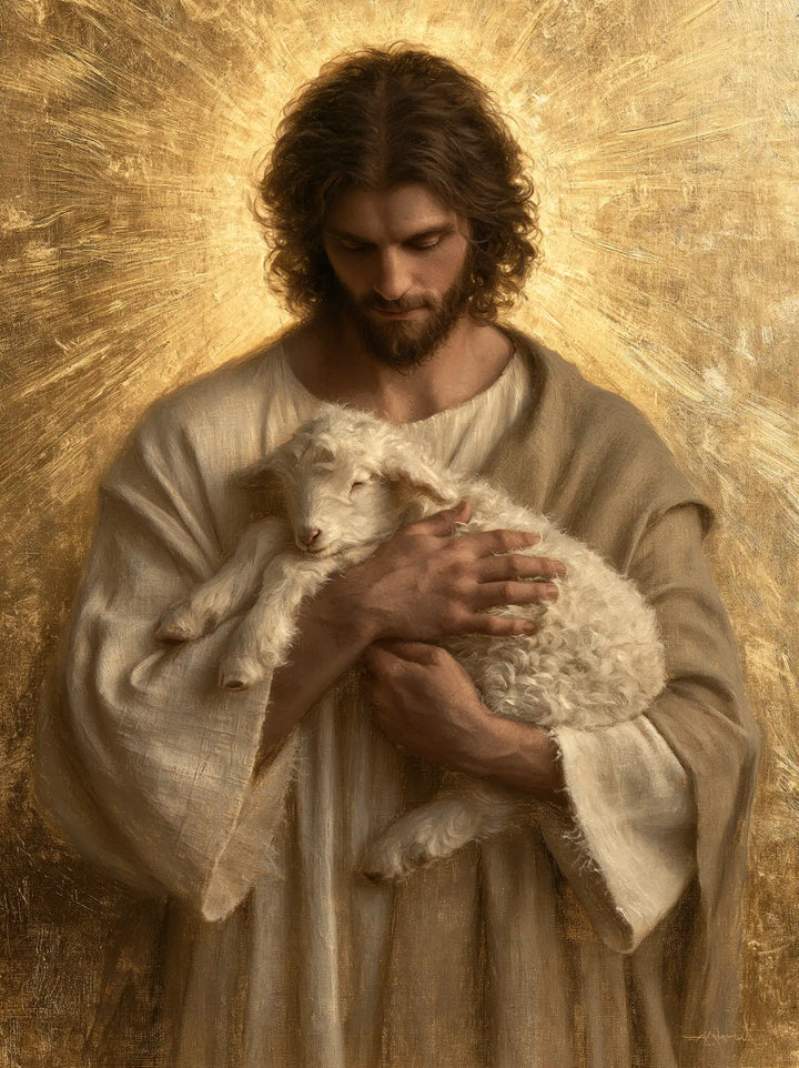 Jesus and the Lamb - Sacred Gold · Portrait n° 12