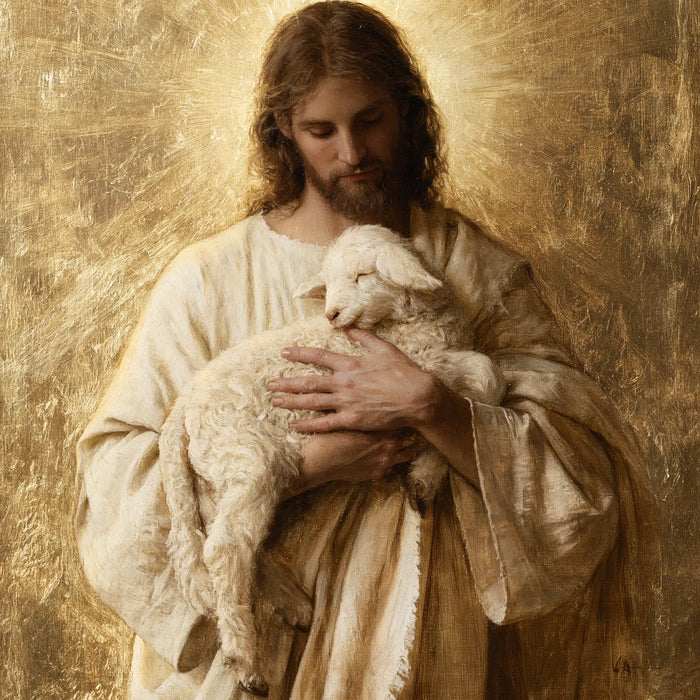 Jesus and the Lamb - Sacred Gold · Square n° 5
