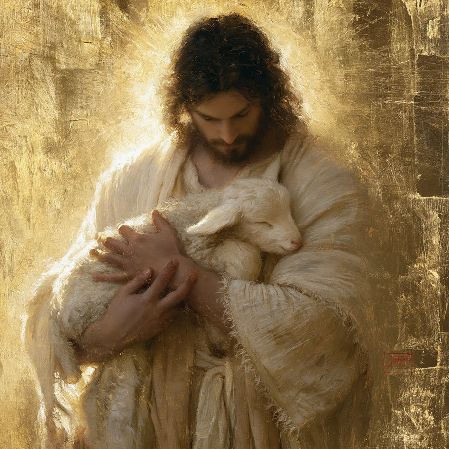 Jesus and the Lamb - Sacred Gold · Square n° 7