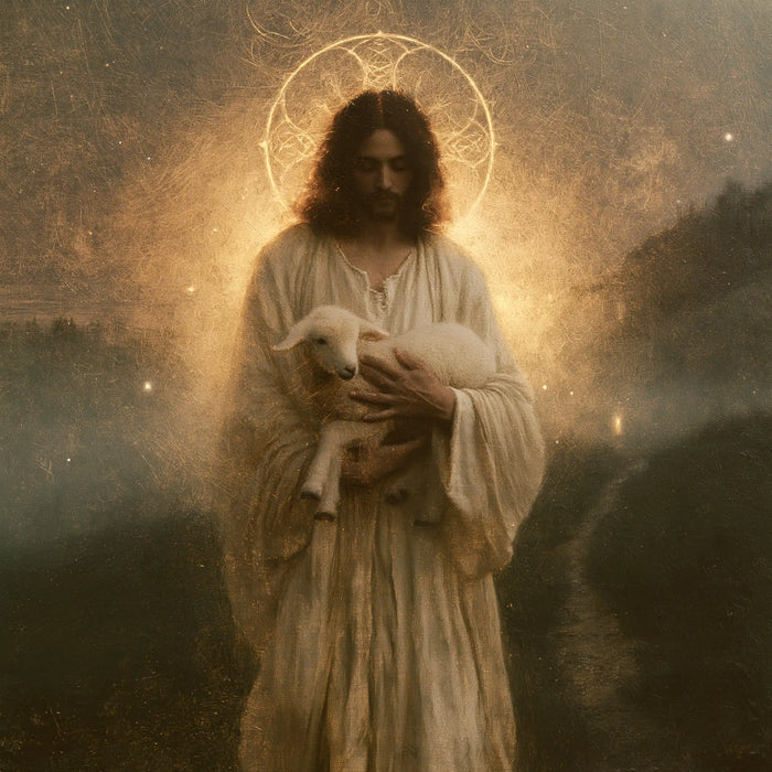Jesus and the Lamb - Symbolist · Square n° 2