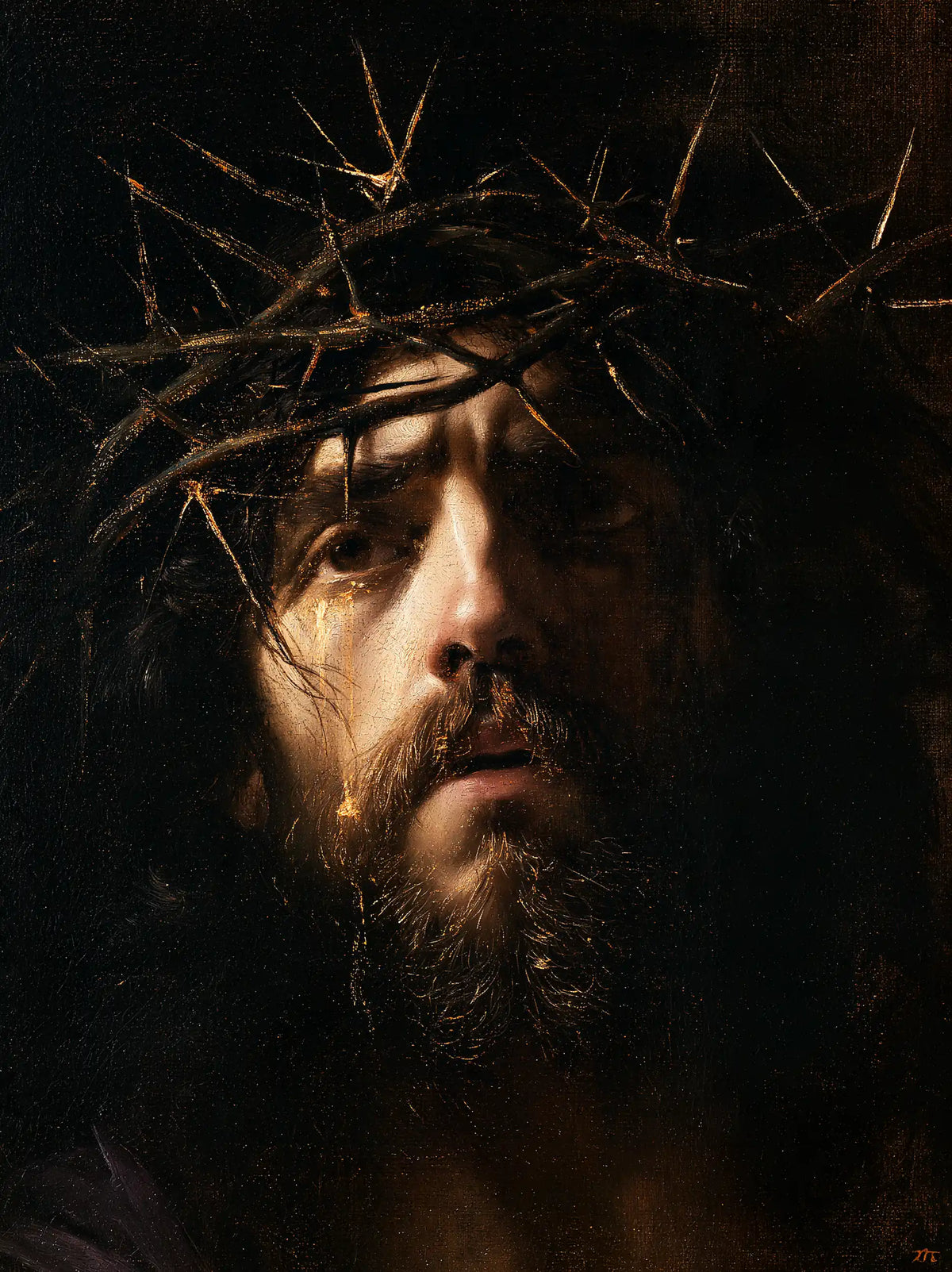 Jesus Crowned with Thorns — Open Lips beneath the Branches