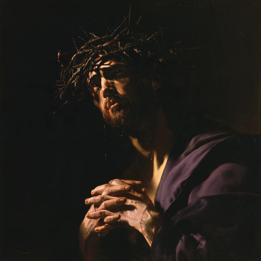 Jesus Crowned with Thorns — Prayer Alone in Deep Night
