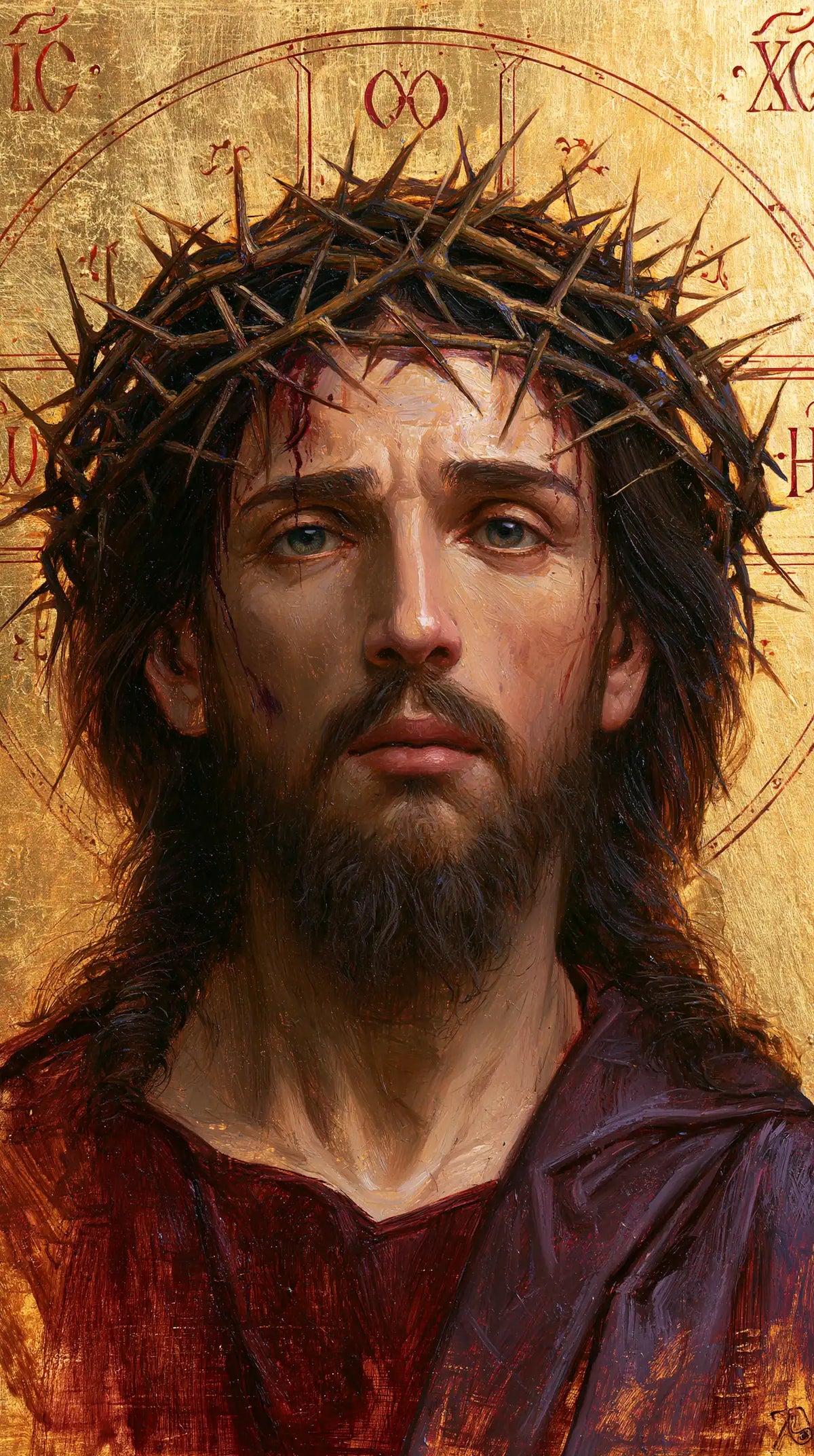 Jesus Crowned with Thorns — The Red Tunic beneath the Steady Gaze