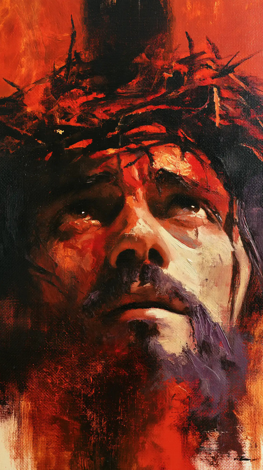 Jesus Crowned with Thorns — Supplication against Vivid Red