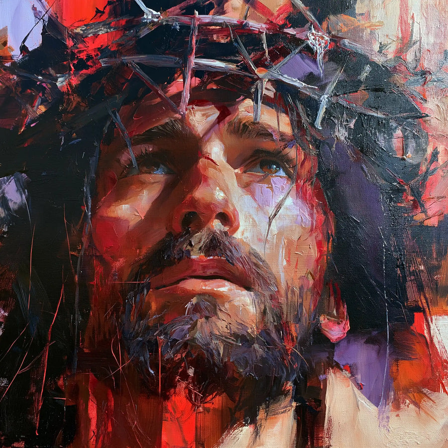 Jesus Crowned with Thorns — The Gaze in Shards of Painted Glass