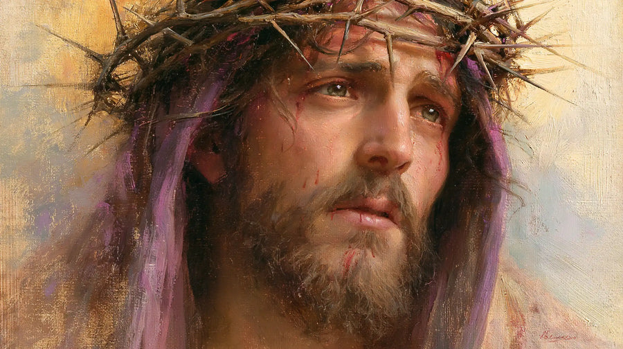 Jesus Crowned with Thorns — The Distant Gaze beneath the Lavender Veil