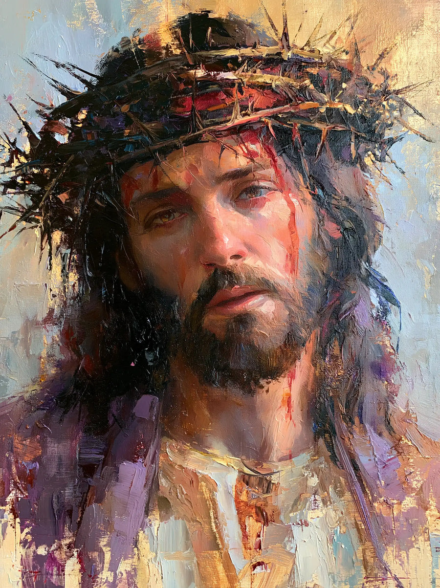 Jesus Crowned with Thorns — The Face among Pearly Glints