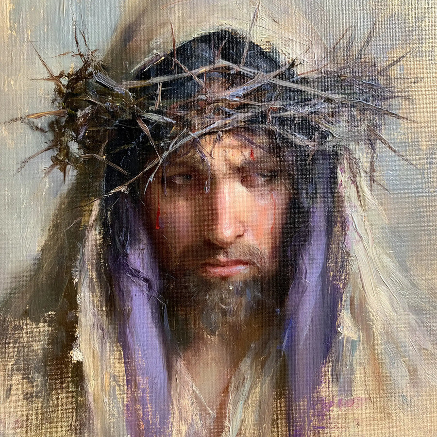 Jesus Crowned with Thorns — The Face between Ivory and Lavender