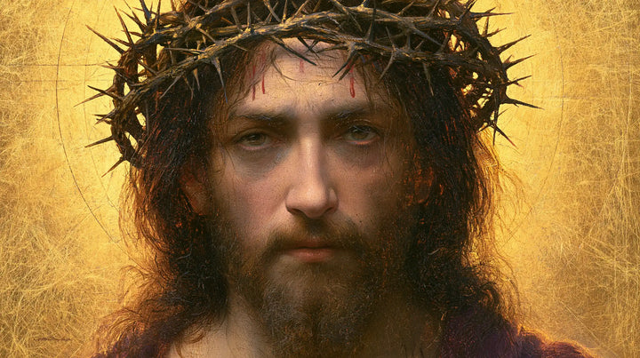 Jesus Crowned with Thorns — The Dark Gaze in Vibrant Gold