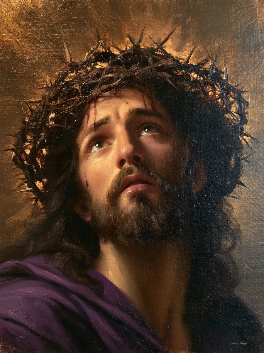 Jesus Crowned with Thorns — The Violet Cloak beneath the Pale Appeal
