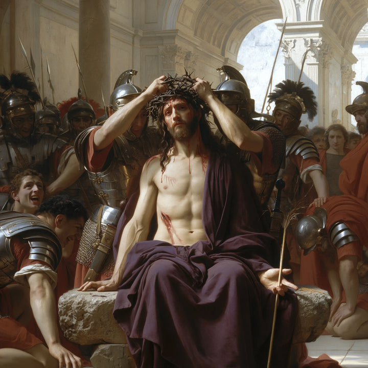 Jesus Crowned with Thorns — The Purple Robe in the Bright Courtyard