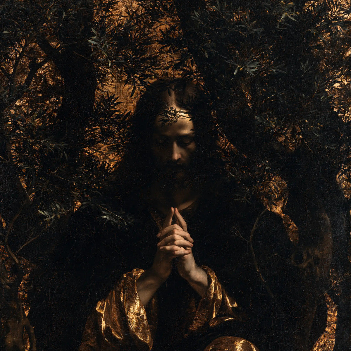 Jesus in Gethsemane — Hands in Black Velvet