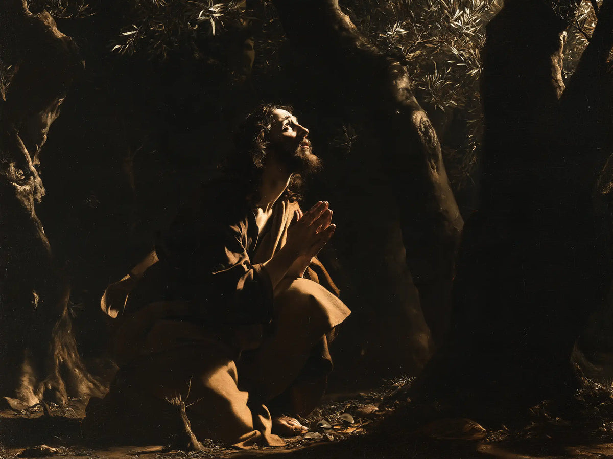 Jesus in Gethsemane — Supplication beneath Golden Foliage