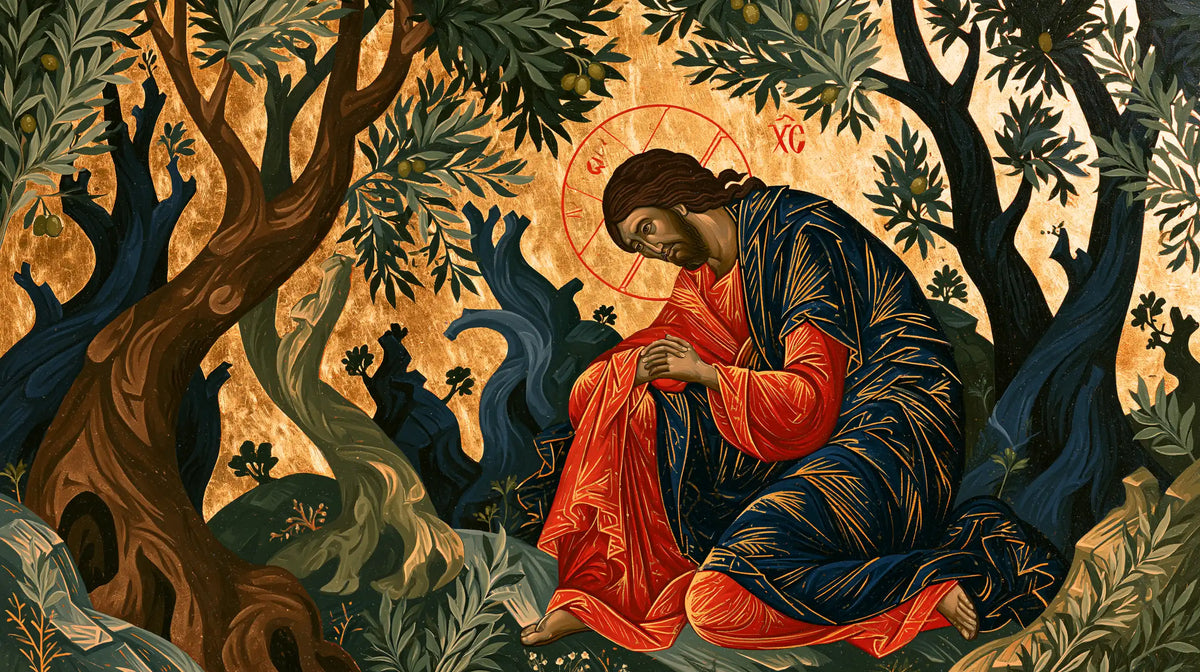 Jesus in Gethsemane — The Cloak Woven with Golden Lines