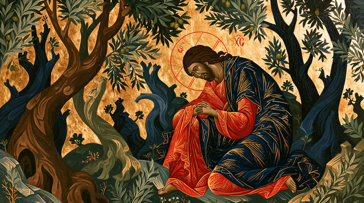 Jesus in Gethsemane — The Cloak Woven with Golden Lines