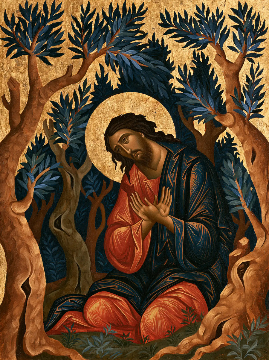 Jesus in Gethsemane — Reverence in the Circle of Trees