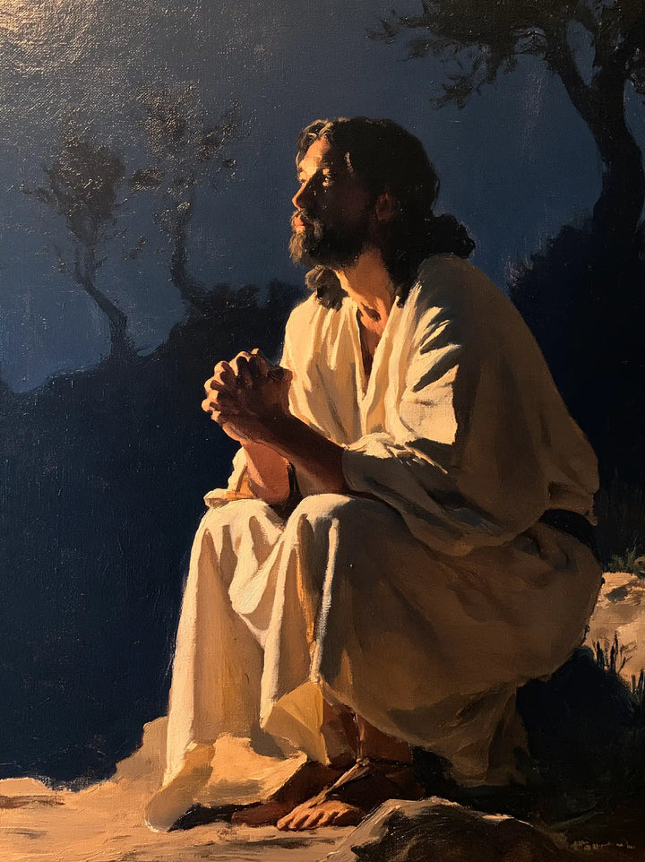 Jesus in Gethsemane — Seated at the Threshold of Blue