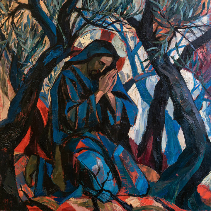 Jesus in Gethsemane — Prayer beneath the Arch of Broken Branches