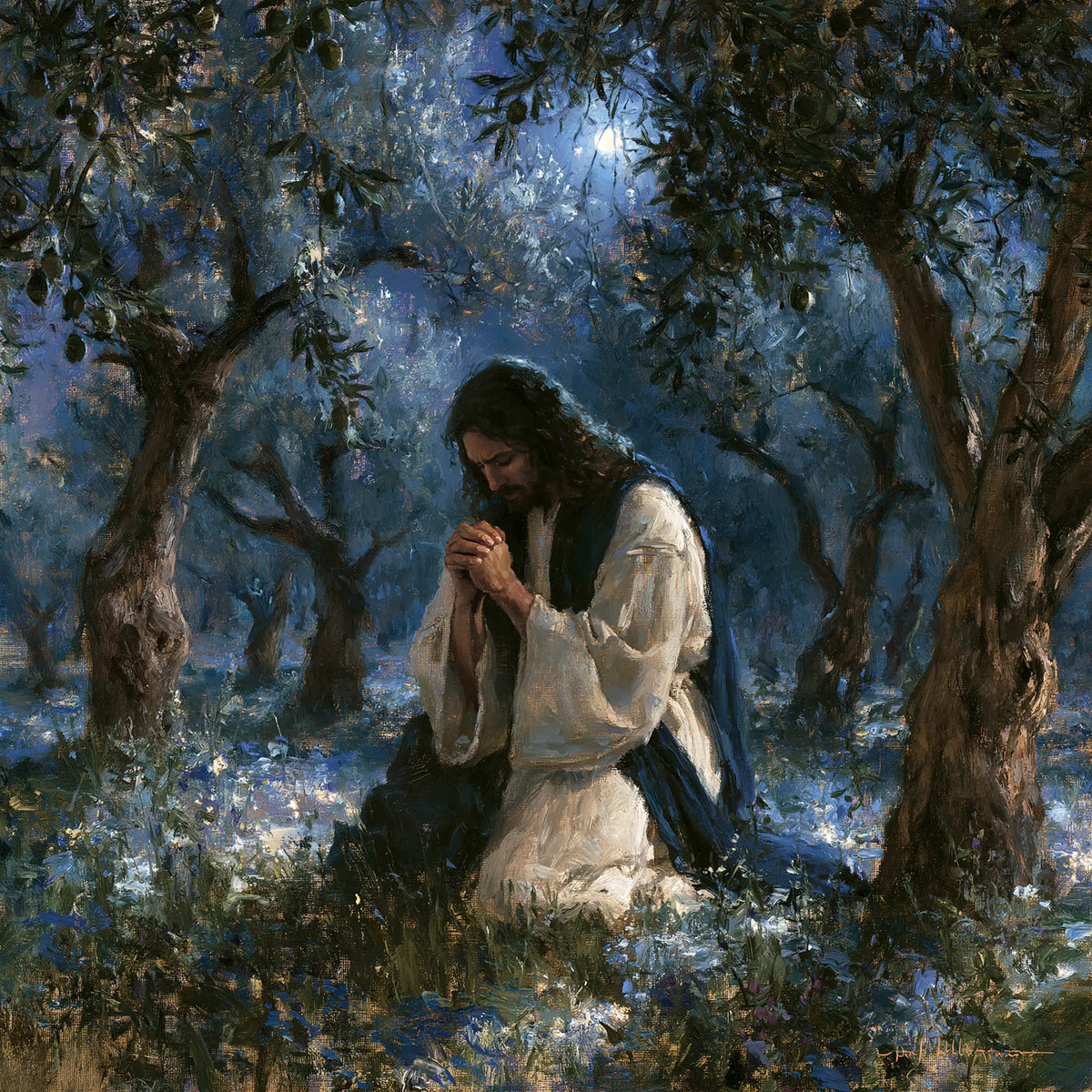 Jesus in Gethsemane — Prayer in a Vest of Shadow