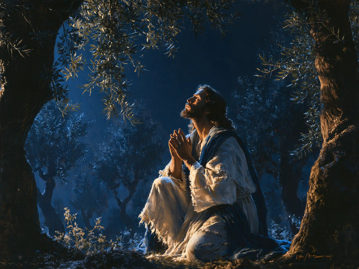 Jesus in Gethsemane — Palms beneath Bronze Boughs