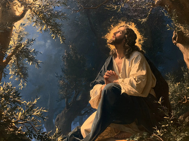 Jesus in Gethsemane — The Gaze with a Crown of Light