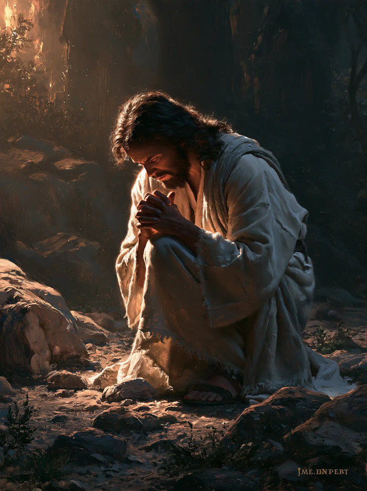 Jesus in Gethsemane — Humility in Grey Light