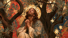 Jesus in Gethsemane — The Gaze in the Garnet Garden