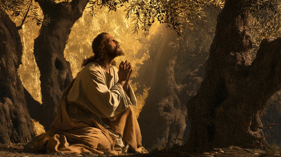 Jesus in Gethsemane — Palms toward the Honey Sky