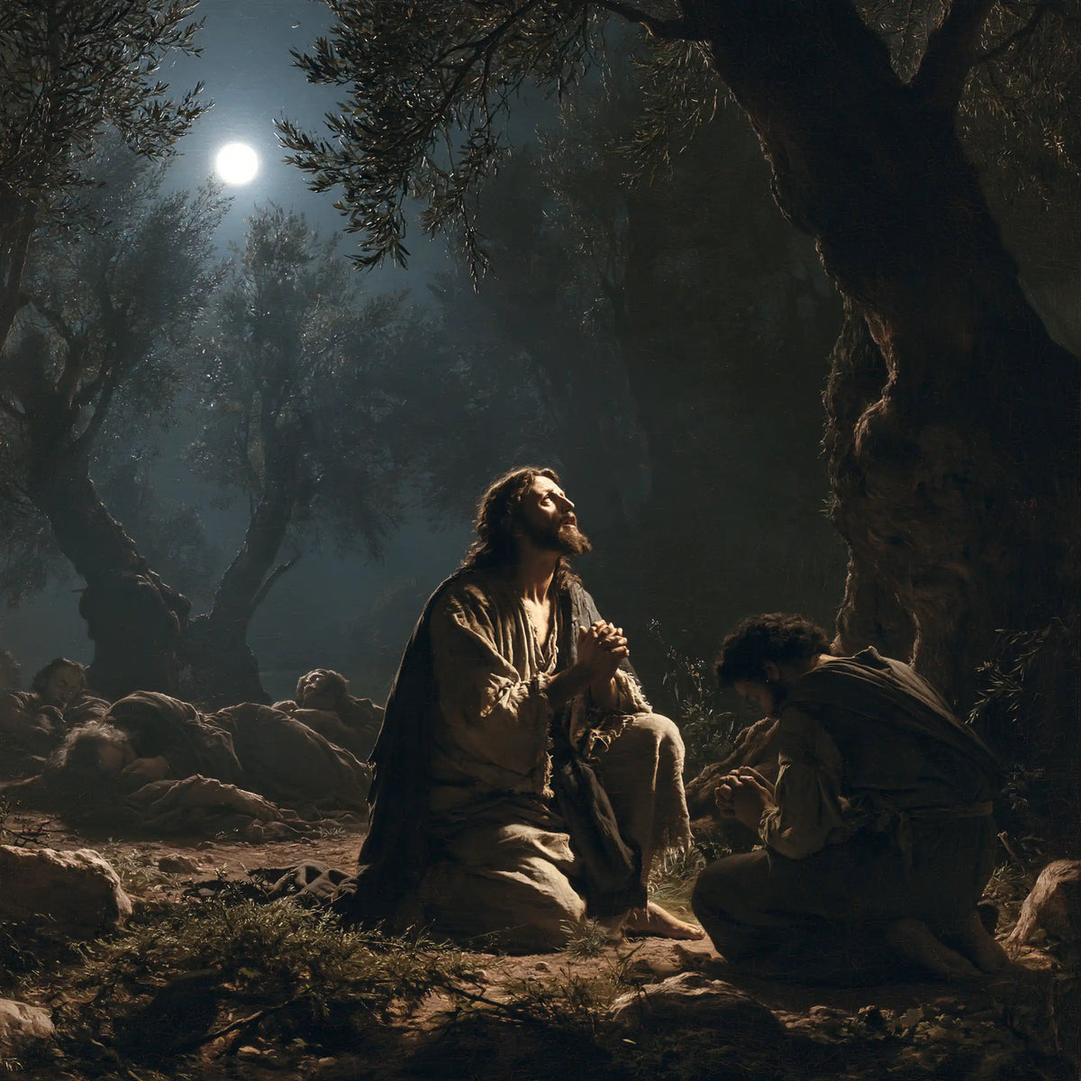 Jesus in Gethsemane - Jesus and the Sleeping Apostles · Square n° 7