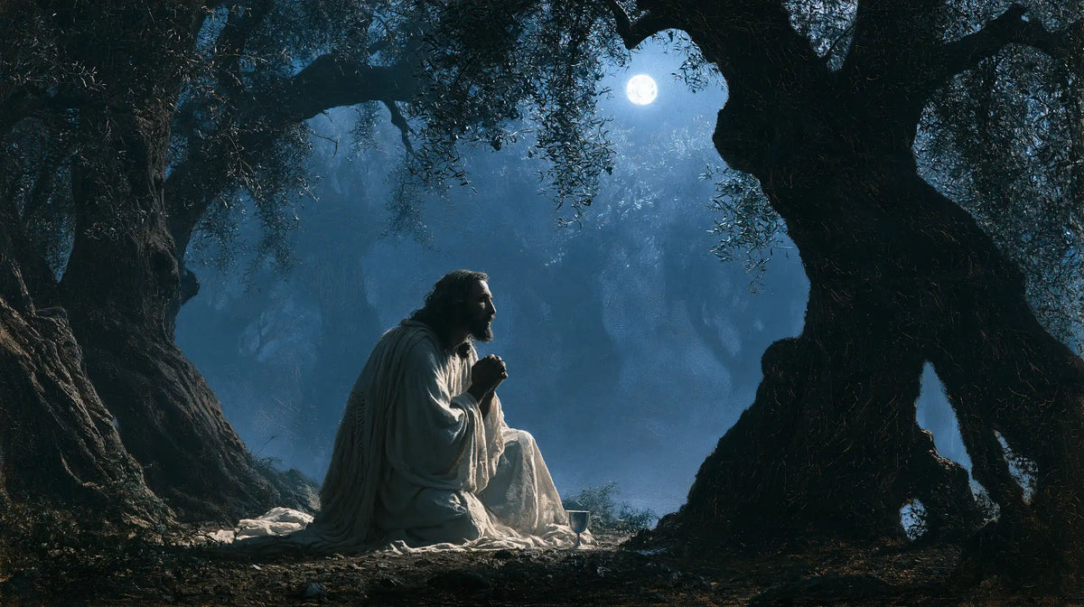 Jesus in Gethsemane — Orison at the Gate of Giant Trees