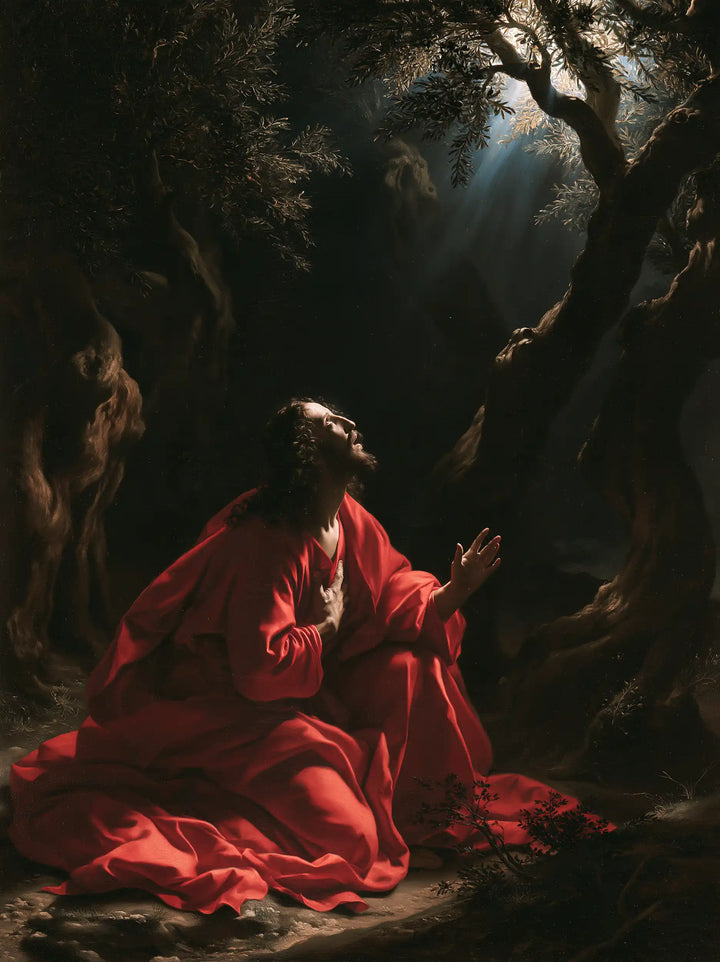 Jesus in Gethsemane — The Hand in Shadow, the Gaze in Heaven