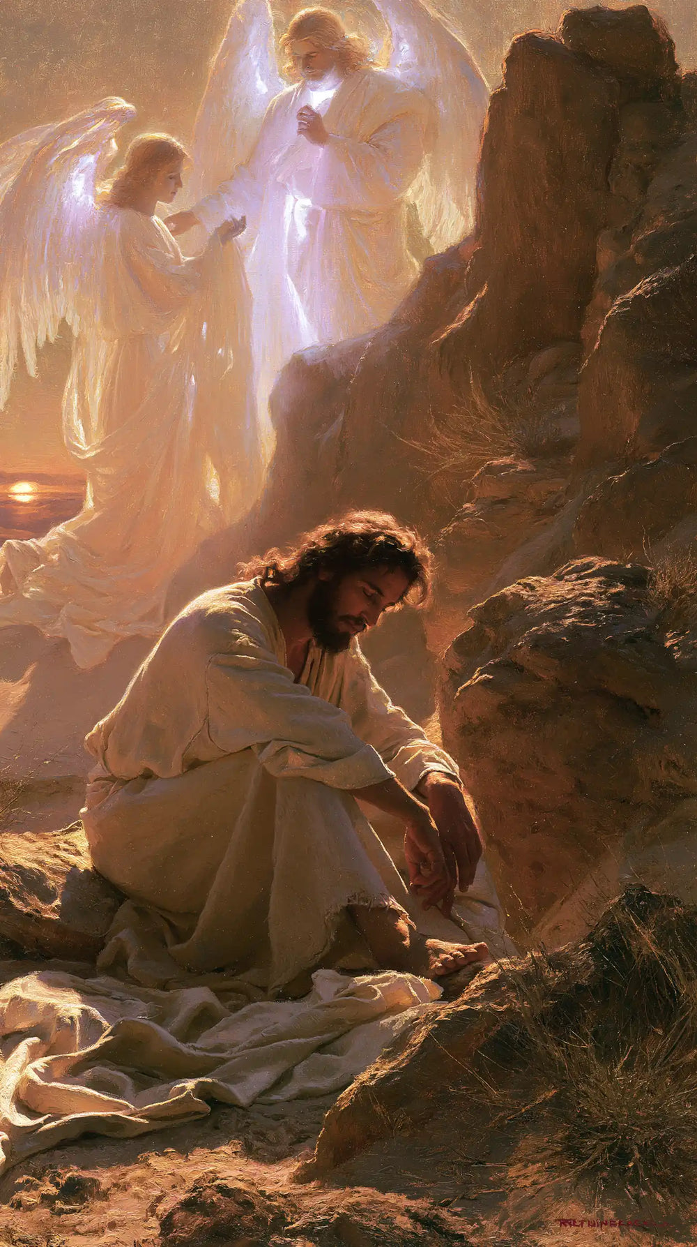 angels ministering to Jesus after the temptation in Angels After the Temptation style, portrait Christian artwork no. 3