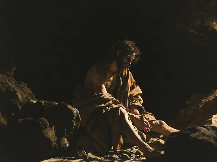 Jesus in the Desert - Caravaggio Tenebrism · Landscape n° 10