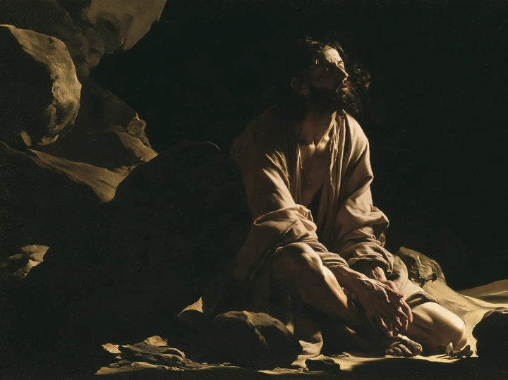 Jesus in the Desert - Caravaggio Tenebrism · Landscape n° 14