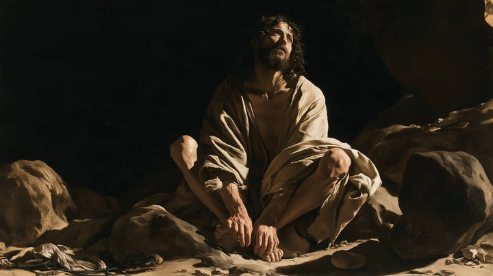 Jesus in the Desert - Caravaggio Tenebrism · Landscape n° 16
